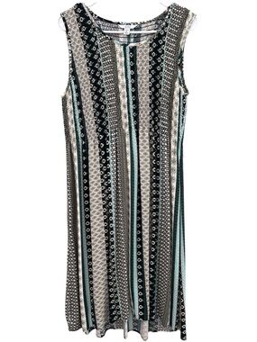 croft & barrow Sleeveless Striped Maxi Dress in Black, Teal & Cream Size PL